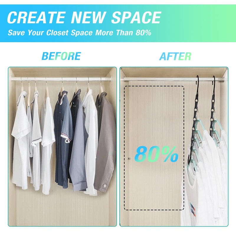 5 Pack Space Saving Hangers, Closet Organizers and Storage, Magic