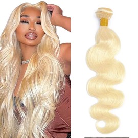 AuokMar Blonde Bundles Human Hair 613 Body Wave Bundles 32 inch 1 Bundle Brazilian Virrgin Remy Hair Extensions 613 Blonde Bundle 100g