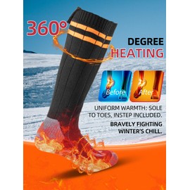 ROCKBROS 360°Electric Heated Socks for Men Women Fits US 5-11 Rechargeable 5000mAh Battery 4 Adjustable Temperatures Perfect for Camping Fishing Cycling Skiing Skating Hunting Hiking