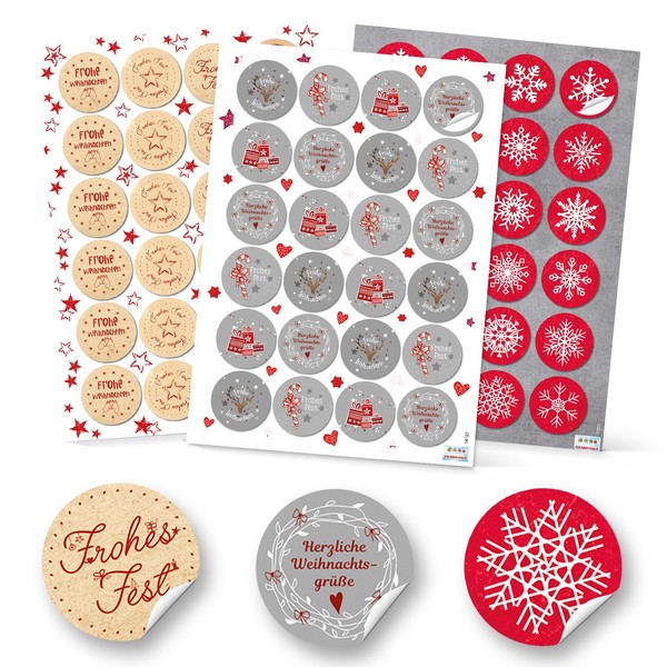 Logbuch-Verlag 72 Christmas Stickers Set Merry Christmas Greetings Stickers on