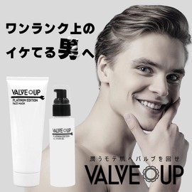 VALVE UP Face Wash & All-in-One Gel, Face Wash, Skin Care, Men's, Basic Cosmetics, For Men Who Use Cosmetics for the First Time, Salon Exclusive Product, Made in Japan (Face Wash & Gel Set)