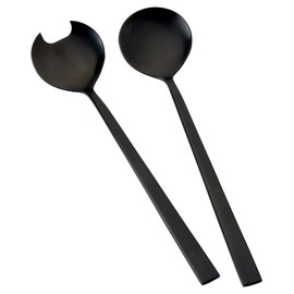 BITZ Salad Servers 2 Piece Stainless Steel Salad Cutlery Set Length 23cm Black