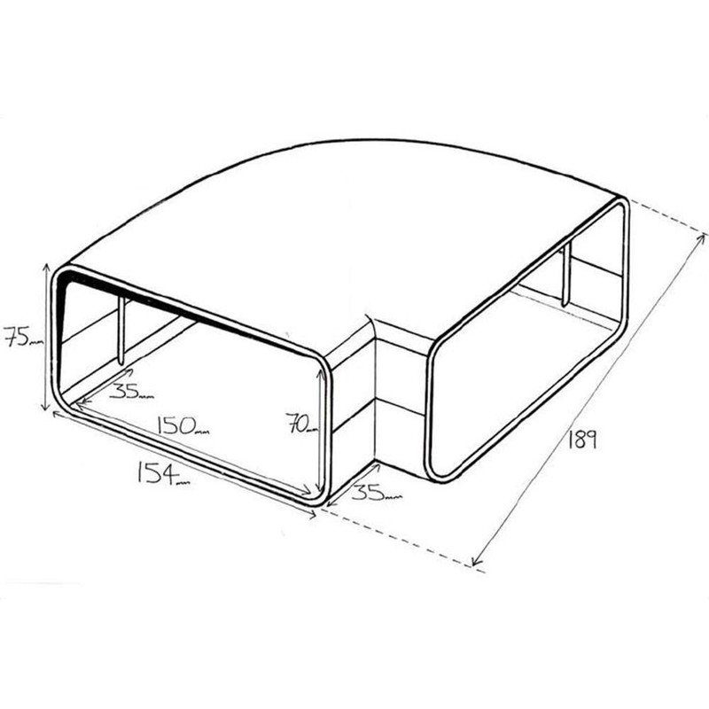Kair 90 Degree Horizontal Elbow Bend 150mm x 70mm -