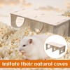 Hamster platform,Hamster Hiding Toys,3 Compartment Wood Pet Hide Peep Shed,Funny