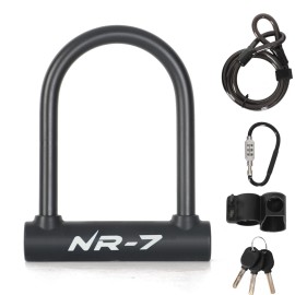 NR-7 7.6"x5.1" Cycling U-lock Steel Carbon Bicycle Lock with Bracket 3 Keys US