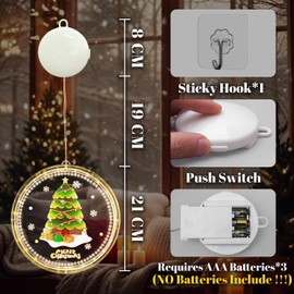 Vegawumen Christmas Decoration Window, 20 cm 24 LED Lighting Window Christmas, IP44 Waterproof Christmas Window Lighting for Outdoor and Indoor Christmas Tree