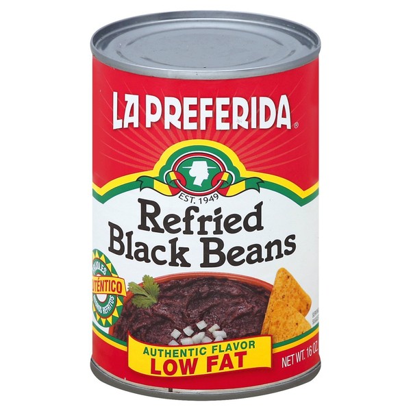 La Preferida Refried Black Beans Low Fat, 16-Ounce ( Pack of 12)