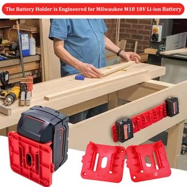 PEHUAP 10 Pack Battery Holder for Milwaukee M18 18V,Heavy Duty Wall Mount Dock Organizer for 48-11-1850 1860,Work Van & Toolbox Storage(w/ 22 Screws, Battery Not Included)