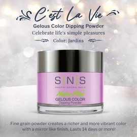 SNS Healthy Natural Nails SNS Nail Dip Powder, Gelous Color Dipping Powder - Jardins (Purple/Orchid, Cream) - Long-Lasting Dip Nail Color Lasts 14 Days - Low-Odor & No UV Lamp Required - 1 OZ