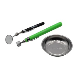 Grip 3 pc Magnetic Tool Set - 5 Pound Magnetic Pickup Tool, Extends 6-1/2" to 33" - Magnetic Parts Tray, Stainless Steel - Telescopic Inspection Mirror, Extends 6-1/2" to 19" - Home, Garage, Workshop