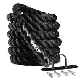 TKO Battle Rope for Strength Training, Cardio Workout, Cross Fit Training with Rubberized Easy Grip, Available in 18ft, 30ft, 40ft (18 Ft)