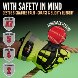 Cestus Deep III Pro, Heavy Duty Extrication Gloves, Level A7 Cut Resistant Impact Gloves (Small)