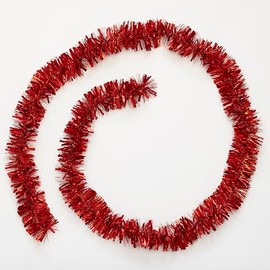 9' Luxury Metallic Tinsel Christmas Garland, Red, Set of 4
