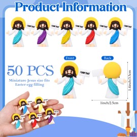Bememo 50 Pcs Little Jesus Figures in Bulk Easter Mini Jesus Figurines in Bulk Christian Tiny Jesus Figures Hide and Seek Religious Party Gift Rubber Jesus Toys Baptism Gift