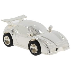 Shudehill Giftware Racing Car Silver Plated Money Box Black Wheels - Boxed Gift Idea, Sentimental Keepsake
