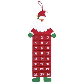Large Felt Christmas Advent Calendar With Pockets Hanging Decoration (Choose Design) (Felt - Santa)