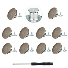 No-Sew Jeans Button Replacement Kit, 10 Sets Metal Snap Tack Buttons with Tools,2025 New Model, Bronze 8#