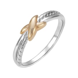 Rings for Women Sterling Silver Dainty Knot Statement Rings Silver and Gold Cable Bands Gifts for Daughter Size 5