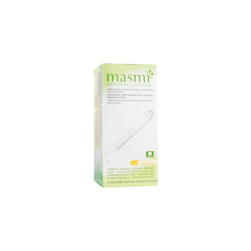 Masmi Natural Organic Cotton Tampons With Applicator (12 Packs)