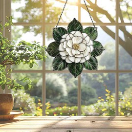 Camellia Flower Ornaments Decor for Window Hanging, Gift for Camellia Lovers, Flowers Home Wall Room Hanging Christmas Decorations, Flat 2D Acrylic Ornament