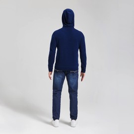 GreenMount Cashmere Sweater for Men Essential Base Hoodie Long Sleeve Pullover Sweater with Pocket (Navy)