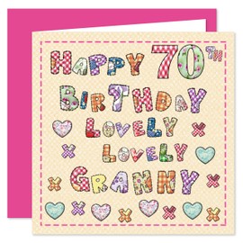 Granny 70th Happy Birthday Card - Lovely Lovely Granny - 70 Today