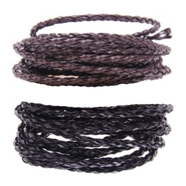 LIANCHEN 10 m Leather Cord Round Braided Braided Leather Cord Leather Cord Leather Cord Leather Bands for Bracelets for Bracelets for DIY Bracelet Necklace Key Chain Crafts Gift Paper Black Brown