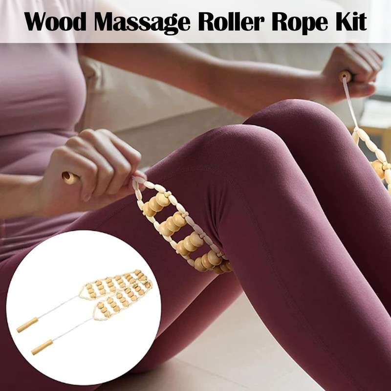 Rope Back Massager, Wooden Massage Roller for Maderoterapia Massage Ball