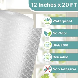 CreGear Non-Adhesive Shelf Liner, Kitchen Cabinets, Drawers & Refrigerators Liner, 12 Inch x 20 FT(240 Inch) Non-Slip & Waterproof Durable PEVA Clear Cabinet Fridge Liner for Protection