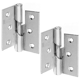 Zinc Plated Steel Butt Hinges Door Hinges Internal 75mm/3-Inch Rising Butt Hinges for Internal External Doors Hinges for Cupboards Cabinets Doors Lift Off Frame Pack of 2 (Right)