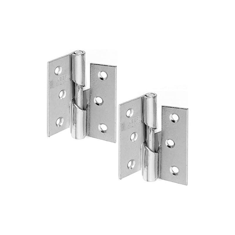 Zinc Plated Steel Butt Hinges Door Hinges Internal 75mm/3-Inch Rising