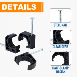 60 Pack Half Clamp J-Hook with Nail, SUNGATOR 1/2 Inch Pex Clamp J Clamp, Compatible with 1/2 Inch Pex Pipe Tubing Support/Fixture