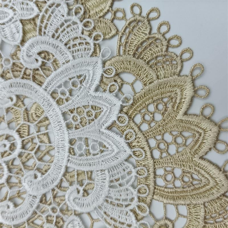 Pack of 2 Lace Round Embroidered Table Runner, Embroidery Placemat,