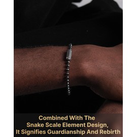 COPPERTIST.WU Snake Scale Bracelet, 925 Sterling Silver 4mm Ball Chain Bracelets Link Bracelets for Women Girls Men, Sterling Silver