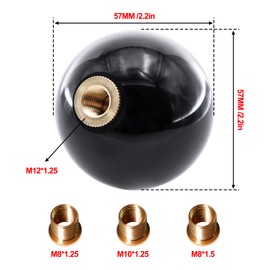 HiSport Black 8 Ball Gear Shift Knob, Round Shifter Knobs Black Billiard 8 Style Universal 4 5 6 Speed with 3 Adapters for Manual Car (M 8 * 1.25, M 10 * 1.25, M 10 * 1.5, M 12 * 1.25)