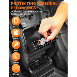 Savadicar One-Touch Hidden Storage Organizer Compatible with 2018-Present Jeep Wrangler JL 4XE & Gladiator JT, Center Console Concealed Box for Secret Extra Space, Interior Armrest Accessories, Black