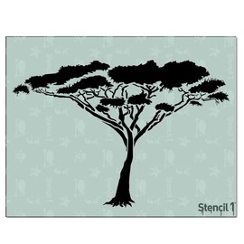 Stencil1 Acacia Tree Stencil Durable Quality Reusable Stencils for Painting - Create Stencil Crafts and Decor - Decor on Walls Fabric & Furniture Recyclable Art Craft - 8.5" x 11"