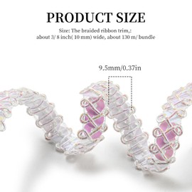 CABODYALS 20 m 9.5 mm White Sequin Trim Bead Sequins Braided Ribbon Glitter Metallic Sequins Wavy Lace Trim for Sewing Making Gift Wrapping DIY Christmas