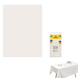 QOCUILC 5 Pcs Disposable Tablecloths | 137 x 183 cm Rectangle Format | White Waterproof Plastic Film | for Parties, Birthdays & Picnics | Oil Resistant & Easy to Clean | Disposable Tablecloths,