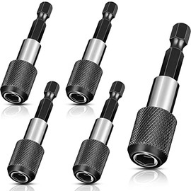 5 Pcs Drill Bit Holder Magnetic Drill Bit Extension 1/4 Inch Hex Shank Quick Release Bar Socket Screwdriver Bit Holder Drill Accessories Extension Drill Quick Chuck Adapter Set for Screws Nuts