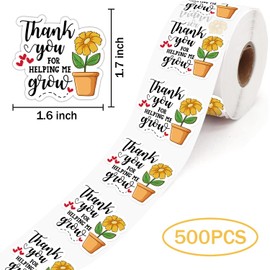 Lasimfa Thank You for Helping Me Grow - 500 Pack of 1.5 Inch Stickers for Small Businesses and Small Shops as Thank You and Packaging Gift Wrap Stickers