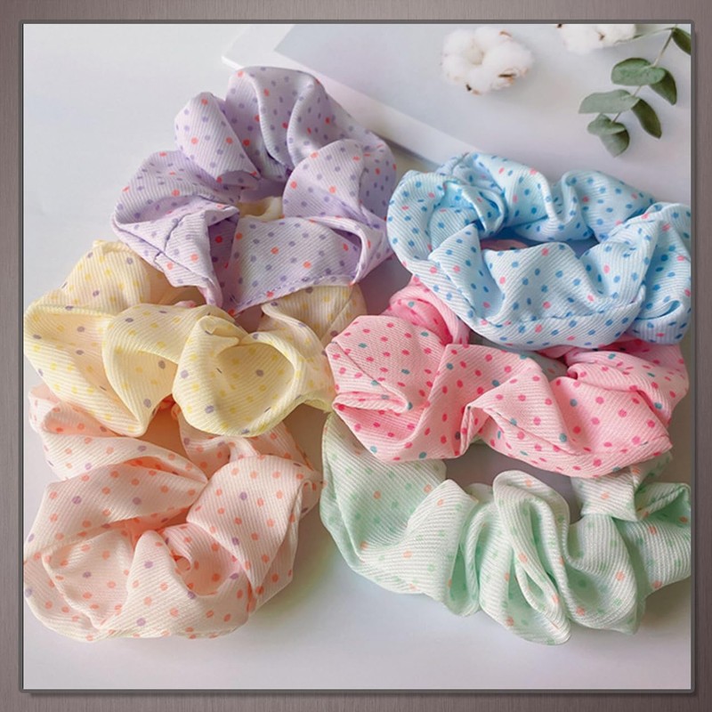 [ワン リミテーション] ヘアゴム ヘアアクセサリー 水玉 リングゴム 髪留め ヘアアレンジ レディース SA033(イエロー)