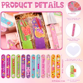 Leriton 24 Sets Mother's Day Gift Bulk Mom Emery Boards Double Sided Nail Files Mother's Day Flower Manicure Tools with 24 Emery Boards 24 Cutout 24 Cords 24 Exchange Gift Bags for Mom Party Supplies