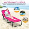 Tangkula Beach Lounge Chair, Folding Sunbathing Recliner with Face Hole,