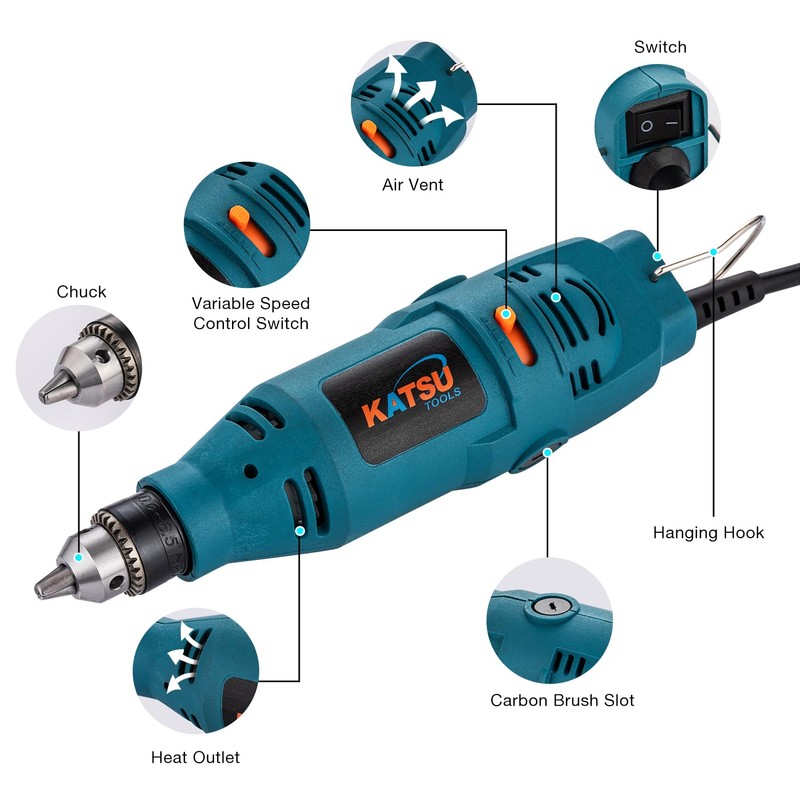 KATSU Tools Electric Mini Die Grinder 130W Handheld Straight Grinder