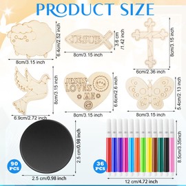 Blueweenly 24 Pack Jesus Wood Religious Craft Kit Magnets Vacation Bible Sunday School for DIY Coloring Wooden Religious Valentines Crafts for Easter Christian Sunday School Art Party Decoration Gift