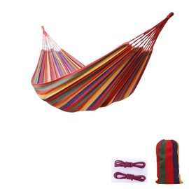 Outdoor Woven Cotton Hammock, 2 Person Camping Hammock Portable Lightweight with Carrying Bag, Ideal for Patio, Balcony, Patio Garden, Camping (L（250 * 100cm）, Red)