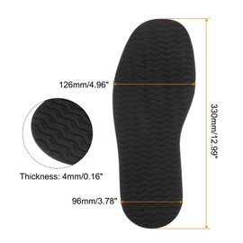 sourcing map 1Pair Shoe Rubber Full Sole Repair 4mm Thickness Replacement Bottom Non-Slip for Leather Shoes, Black