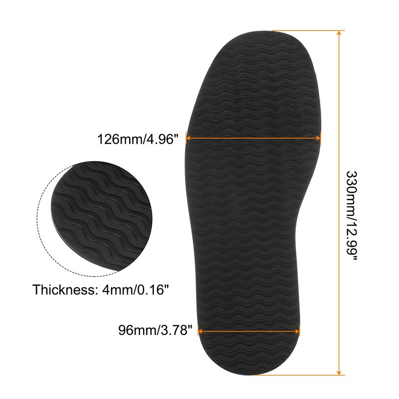 sourcing map 1Pair Shoe Rubber Full Sole Repair 4mm Thickness