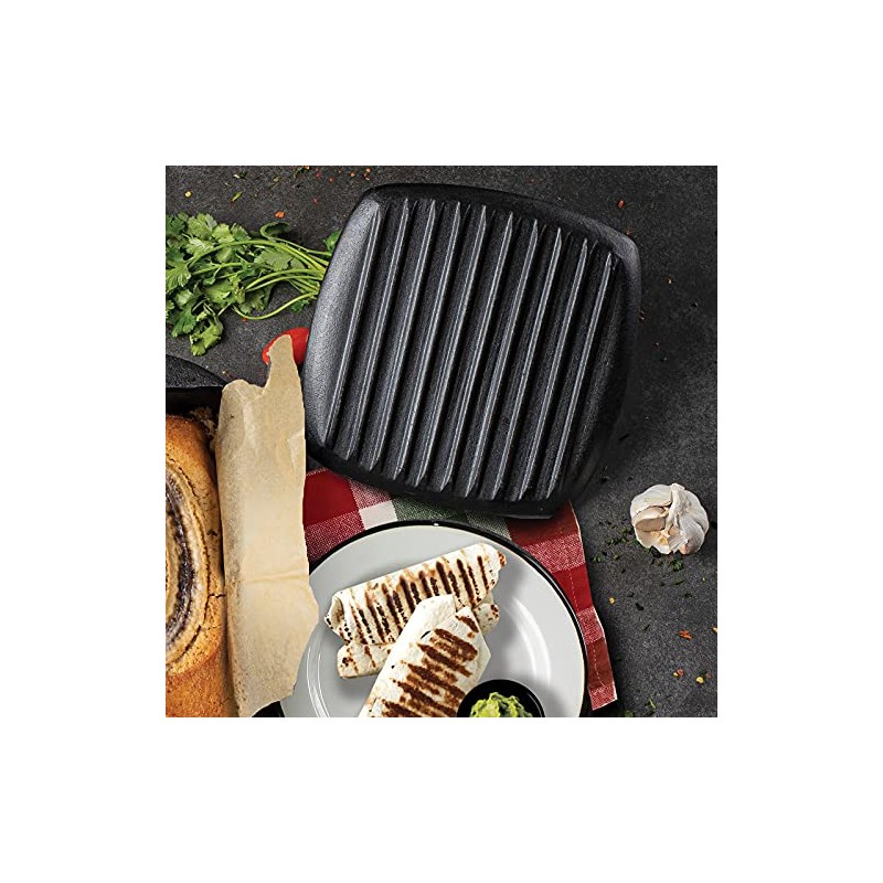 Square Panini Press, Cast Iron, 7.75 x 7.75 x 2.375"